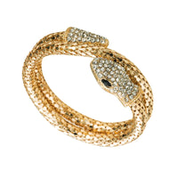 Gold Plated  Retro Exaggerated Snake Rhinestones Bangle