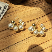 Gold Plated Retro Pearl C-shaped Hoop Earrings