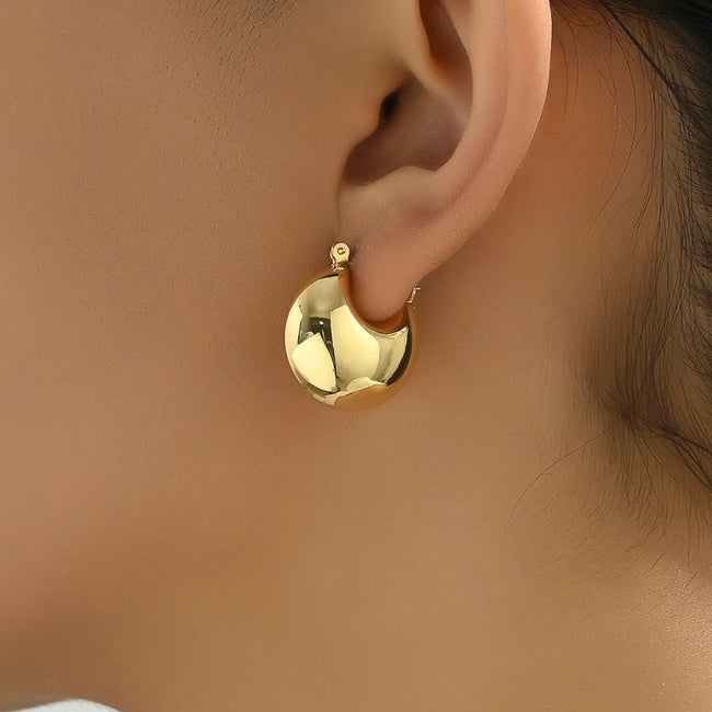 Gold Plated Retro Simple Style Solid Hoop Earring For Women