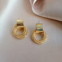 Gold Plated Retro Style Multiple Small Circle Pendant Party Earrings For Women