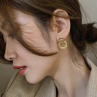 Gold Plated Retro Style Multiple Small Circle Pendant Party Earrings For Women