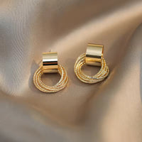 Gold Plated Retro Style Multiple Small Circle Pendant Party Earrings For Women