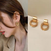 Gold Plated Retro Style Multiple Small Circle Pendant Party Earrings For Women