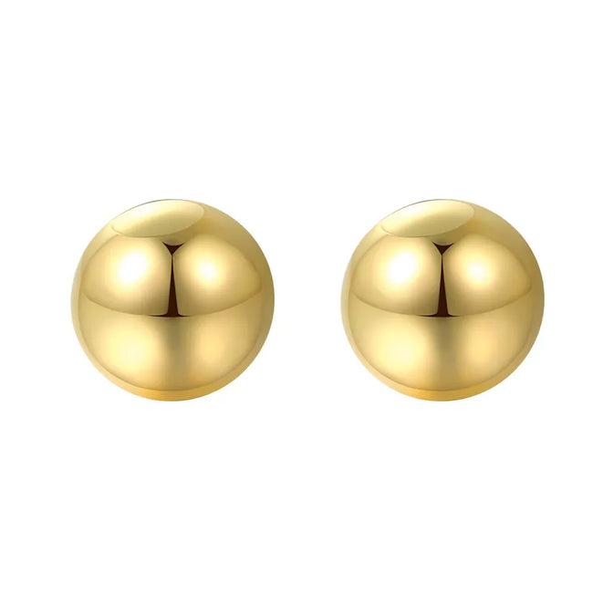 Gold Plated Shiney Round Shaped Stud Earring