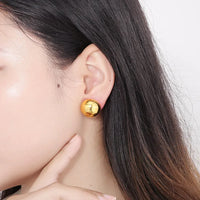 Gold Plated Shiney Round Shaped Stud Earring