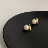 Gold Plated Simple Style Geometric Alloy Pearl Stud Earrings