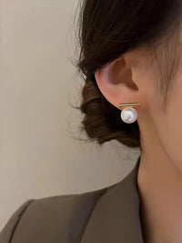 Gold Plated Simple Style Geometric Alloy Pearl Stud Earrings