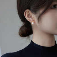 Gold Plated Simple Style Geometric Alloy Pearl Stud Earrings