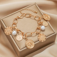 Gold Plated Simple Style Geometric Chain Link Bracelet For Woman