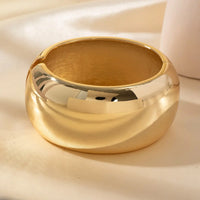 Gold Plated Smooth Chunky Open Wide Edge Bracelets Bangles for Women
