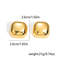 Anti-Tarnish Stainless Steel Square Shape 18K Gold Plated Statement Stud Earring