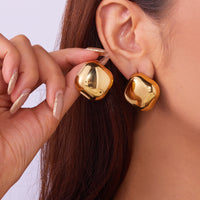 Anti-Tarnish Stainless Steel Square Shape 18K Gold Plated Statement Stud Earring
