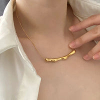 Gold Plated Stainless Steel Anti Tarnish Arc Chain Necklace For Women