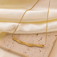 Gold Plated Stainless Steel Anti Tarnish Arc Chain Necklace For Women