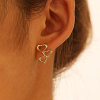 Gold Plated Stainless Steel Anti Tarnish Heart Themed Stud Earrings