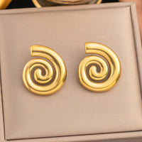 Gold Plated Stainless Steel Anti Tarnish Spiral Chunky Earrings