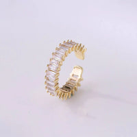 Gold Plated Stainless Steel Diamond Studded Adjustable Ring For Women