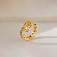 Gold Plated Stainless Steel Snake Themed Adjustable Finger Ring