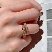 Gold Plated Stainless Steel Snake Themed Adjustable Finger Ring