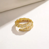 Gold Plated Stainless Steel Snake Themed Adjustable Finger Ring