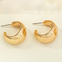 Gold Plated Thick Solid Hoop Earrings