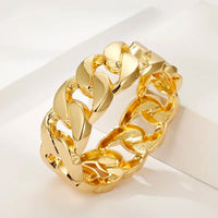 Gold Plated Twist Chain Linked Wide Open Bracelet