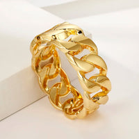 Gold Plated Twist Chain Linked Wide Open Bracelet