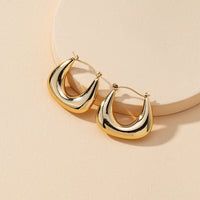 Gold Plated U-Shaped Hoop Earrings For Women