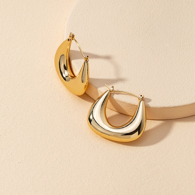 Gold Plated U-Shaped Hoop Earrings For Women