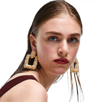 Gold Plated Uneven Patchwork Square Drop Earring