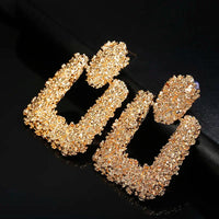 Gold Plated Uneven Patchwork Square Drop Earring