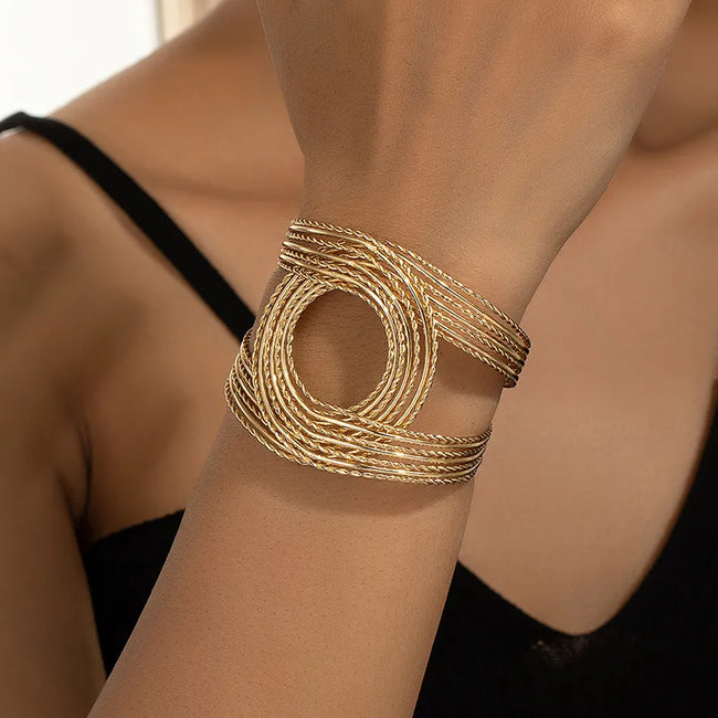 Gold Plated Unique Designed Bangle Bracelet For Woman