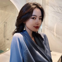 Gold Plated Water Droplets Style Pearl Drop Earrings For Women