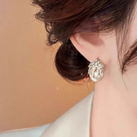 Aurora Leaf Pearl Stud Earrings