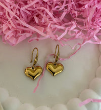 Gold Plated Anti Tarnish Stainless Steel Heart Themed Drop Earrings