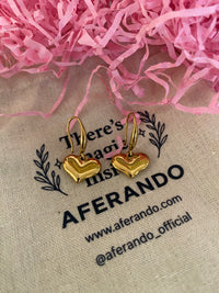 Gold Plated Anti Tarnish Stainless Steel Heart Themed Drop Earrings