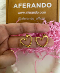 Gold Plated Anti Tarnish Stainless Steel Heart Themed Stud Earrings