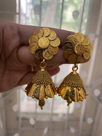 Gold Plated Antique Coin Jhumka Earring
