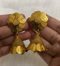 Gold Plated Antique Coin Jhumka Earring