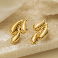 18K Gold Plated Stainless Steel Triple Water Droplets Stud Earring