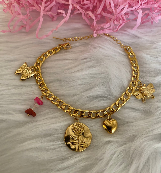 Golden Garden  Charm Bracelet