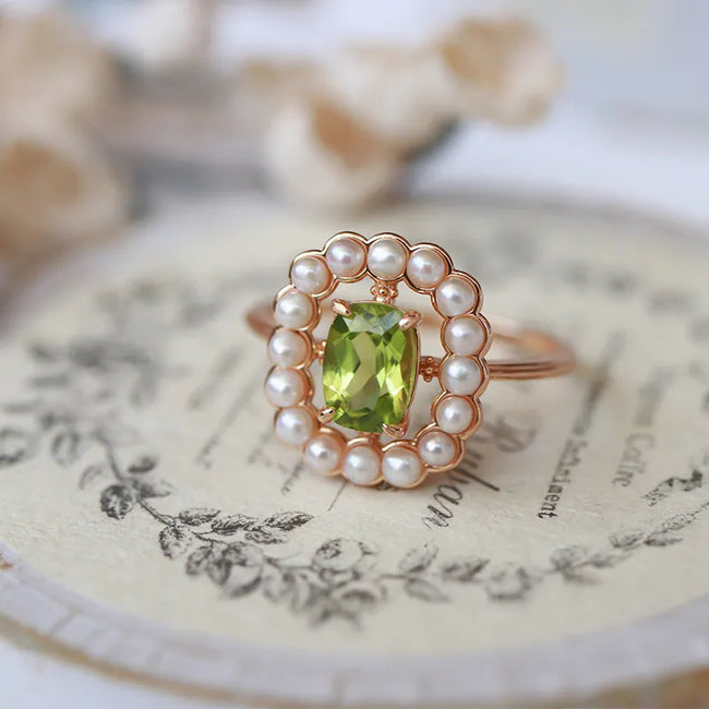 Mother of pearl green shell ring - Shop womens gold rings online