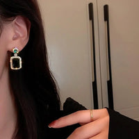 Green Emerald Style 18K Gold Plated Alloy Necklace Earrings Finger Ring Set