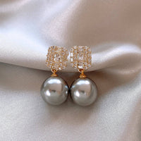 Grey Pearl Statement Stud Earrings