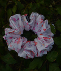 Heart Flower Print Premium Quality Satin Scrunchie