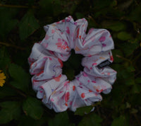 Heart Flower Print Premium Quality Satin Scrunchie