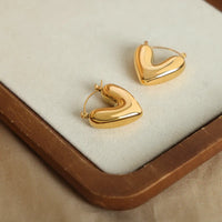 Anti-Tarnish Stainless Steel 18K Gold Plated Heart Shaped Hoop Earring