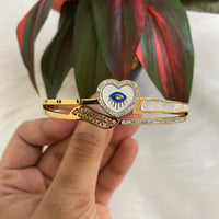 Anti-Tarnish 18K Gold-Plated Stainless Steel Heart Design Evil Eye Bracelet
