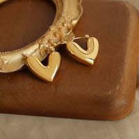Anti-Tarnish Stainless Steel 18K Gold Plated Heart Shaped Hoop Earring
