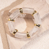 Ice Crystal White Resin & Acrylic Stretch Bracelet